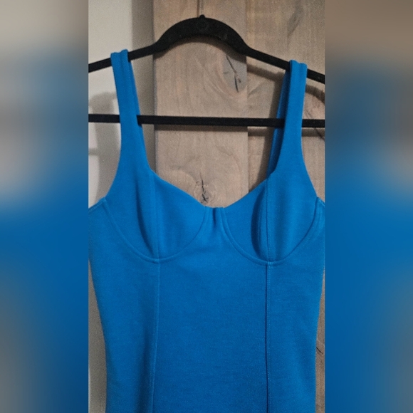 ZARA Corset Stitch Sleeveless Bodycon Mini Dress In Electric Blue. Size Medium - Picture 7 of 12